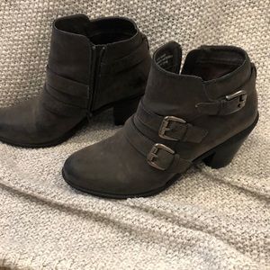 Weathered gray ankle booties